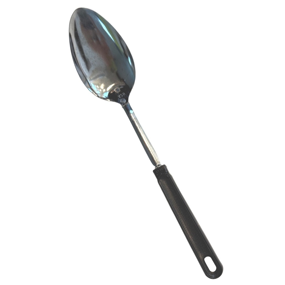 EKCO Vintage 12" Serving Spoon‎ Stainless Steel Black Plastic Handle Made in USA